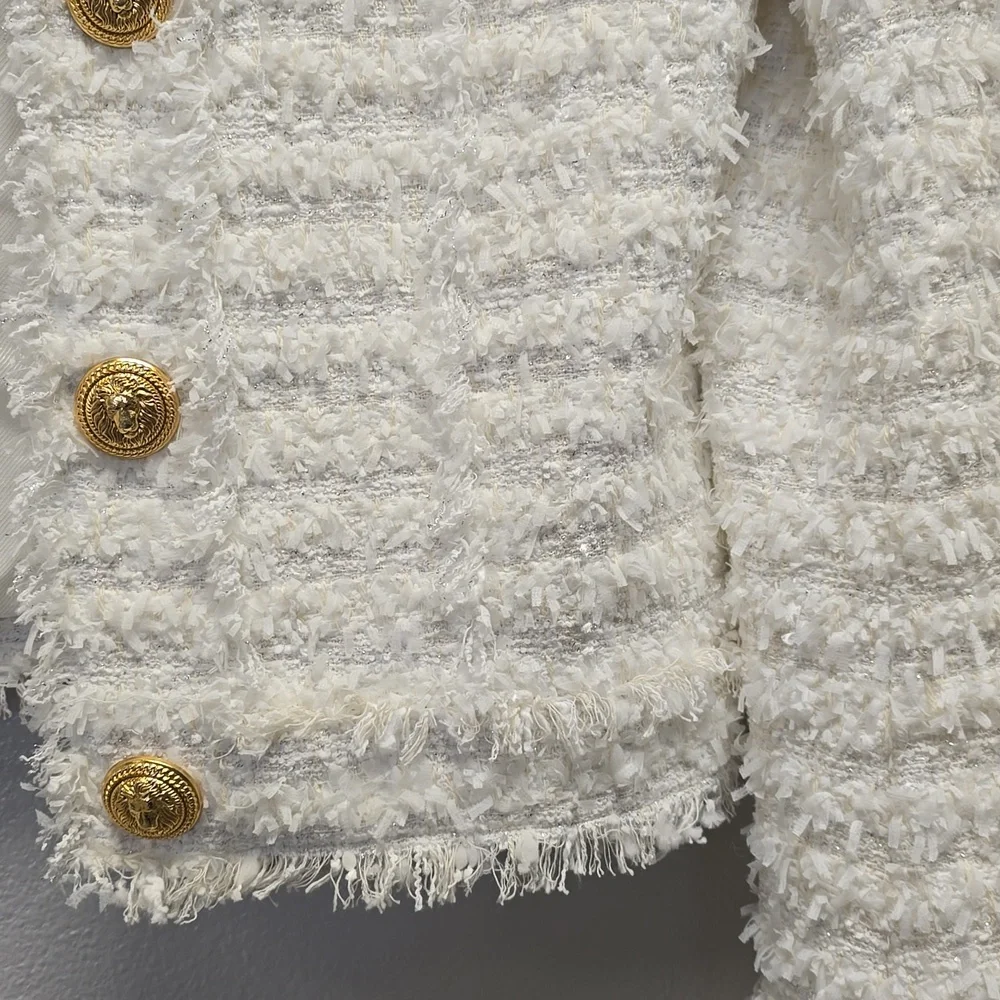 Balmain White Tweed Jacket 38/M - Picture 3 of 8